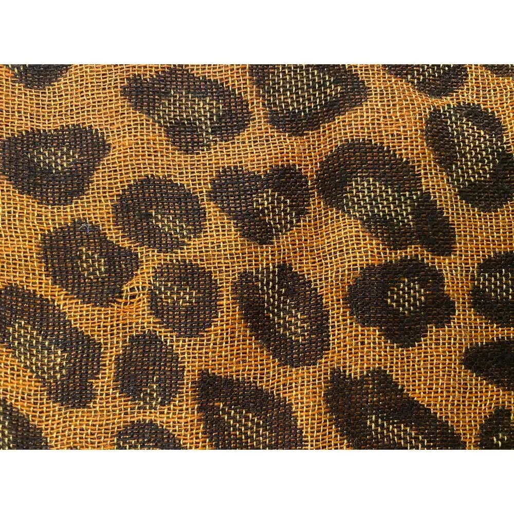 100% Pashmina Leopard Print Shawl Wrap Scarf Fringe Camel Black